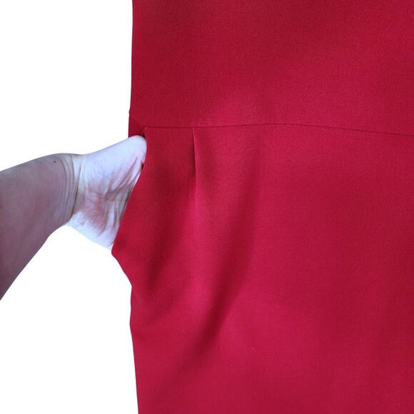 Maison‎ 123 Paris Shift Dress sz M US 38 F Cranberry Red Stretch Pockets Career - Picture 7 of 12